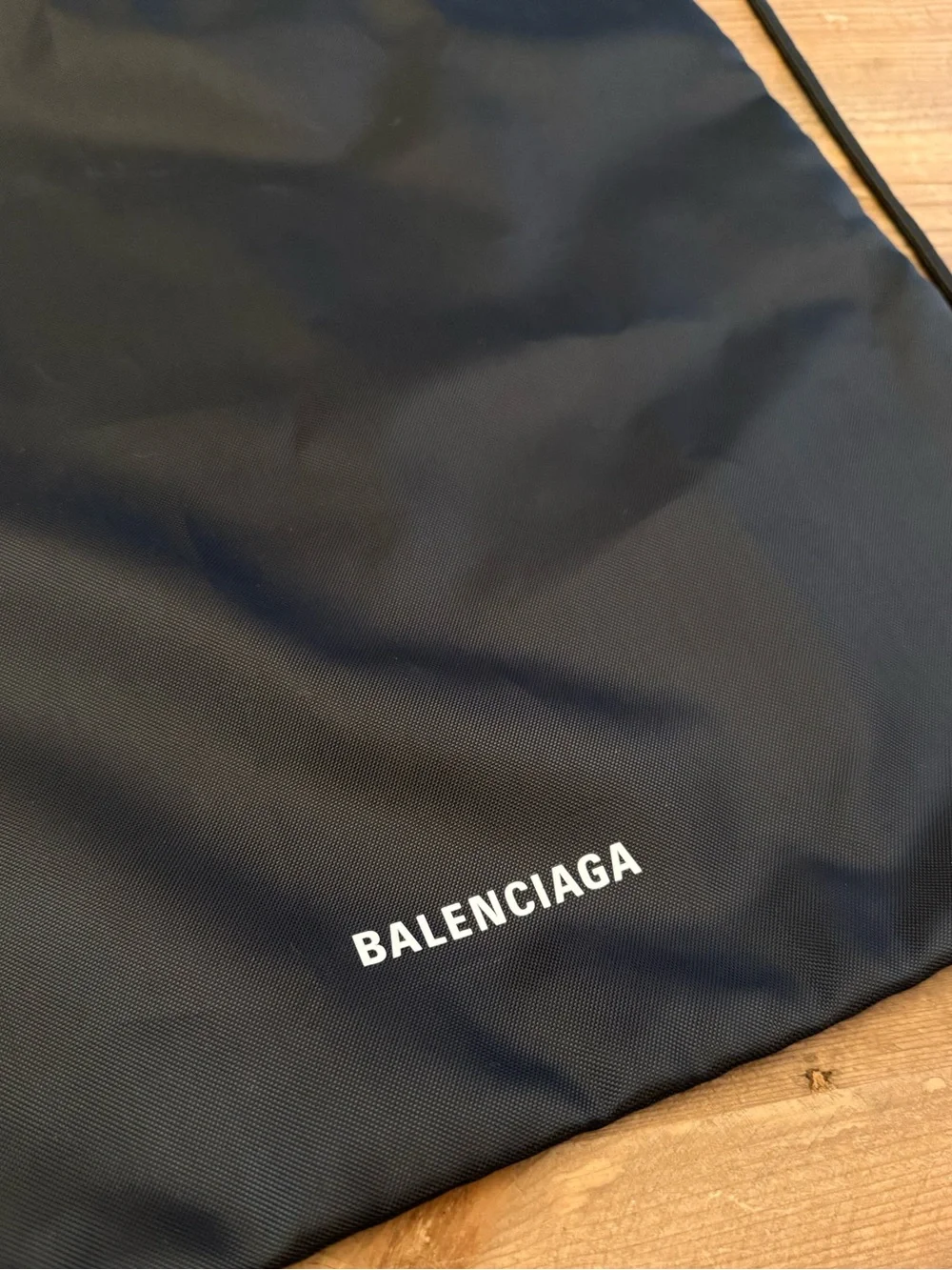 Balenciaga Black Nylon Drawstring Backpack